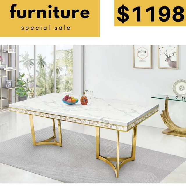 Marble Dining Table With Gold Base on Sale !! in Dining Tables & Sets in City of Toronto