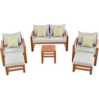 Latitude Run® 6-Piece Conversation Set with Cushions for Backyard, Poolside, Balcony