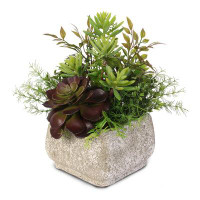 Foundry Select Artificial Desktop Succulent Arrangement Plant in a Pot