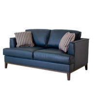 Latitude Run® Deziree Navy Top Grain Leather Sofa