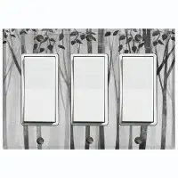 WorldAcc Metal Light Switch Plate Outlet Cover (Gray Forest Trees - Triple Rocker)