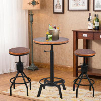 Williston Forge SET OF 3, Bar Table (30.31"-35.43") & 2 Backless Stools (23.22"-29.13") Set For Pub Kitchen Dining Livin