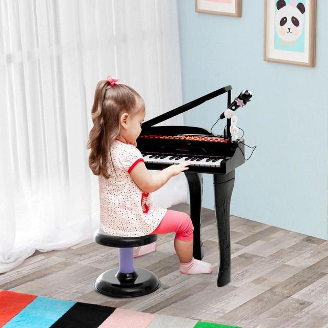 MINI ELECTRONIC MUSICAL PIANO 37 KEY KEYBOARD MULTIFUNCTION KIDS TOY WITH MICROPHONE STOOL in Toys & Games