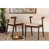 Latitude Run® Lefancy  Althea Mid-Century  and Dark Brown Finished Wood 2-Piece Dining Chair Set