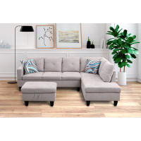 Ebern Designs 97" Wide Microfiber Right Hand Facing Sofa & Chaise