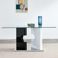 Wrought Studio Large Modern Minimalist Rectangular Glass Dining Table