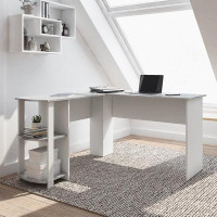 Lipoton Modern L-Shaped Desk With Side Shelves