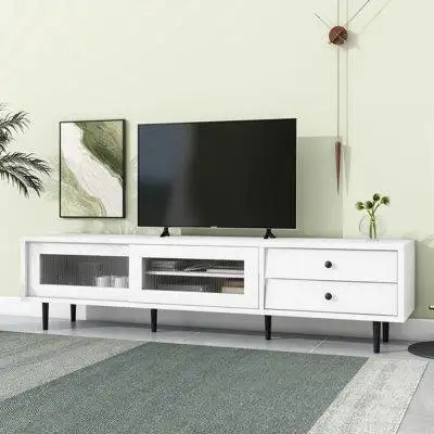 Ebern Designs Millerstown 70.86'' W Storage Credenza TV Stand with Drawers, Glass Doors