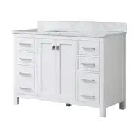 36, 48 & 60 In White Vanity with Cararra Marble White Top w/20 Rectangular Ceramic Sink, Soft Close Hardware inclu  CCI