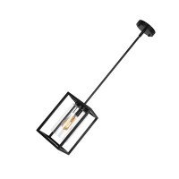 Latitude Run® Farmhouse Modern Pendant Light With Glass Shade, 1-Light Black Industrial Hanging Lighting For Kitchen Isl