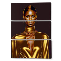 Design Art Exquisite Model Haute Couture Gold II - Fashion Woman Canvas Wall Art Set