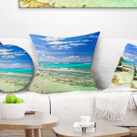 Made in Canada - East Urban Home Seascape Tranquil Seychelles Tropical Beach Pillow