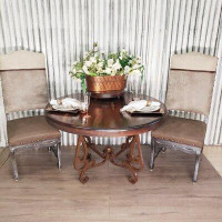 Mexports by Susana Molina Luxurious Dining Table made of Rustic Elegant Wrought Iron Base and a 54” Round Mesquite Wood