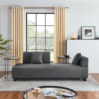 Latitude Run® Modern Linen 3-seat Sofa With Removable Back/armrests, Inclusive Of End Tables & Pillows