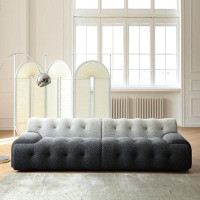MABOLUS 106.3" Black + White gradient Velvet Modular Sofa cushion couch