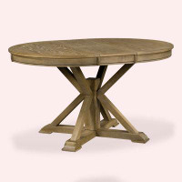 August Grove Brasuell Extendable Solid Oak Pedestal Dining Table