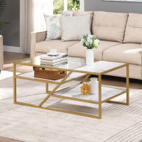 Mercer41 Golden Coffee Table With Storage Shelf
