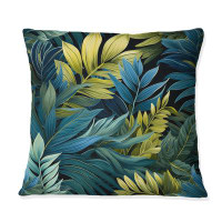 East Urban Home Azure And Green Canopy Tropical Pattern IV - Tropical Printed Throw Pillow