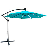 Mocoloo 10-Foot Outdoor Patio Umbrella Solar Powered LED Lighted Sun Shade Market Waterproof 8 Ribs Umbrella