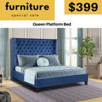 Velvet Tufted Platform Bed on Clearance !! Huge Sale on Furniture Toronto !!