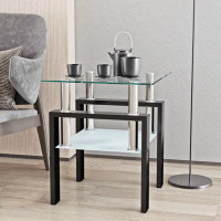 Wrought Studio 1-Piece Modern Tempered Glass Tea Table Coffee Table End Table, Square Table For Living Room, Transparent