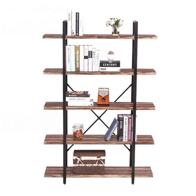 NEW 5 TIER BOOKSHELF &amp; BOOKCASE RUSTIC HOME OFFICE RBSRW in Bookcases & Shelving Units in Regina - Image 2