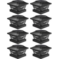 CG INTERNATIONAL TRADING Solar Outdoor Post Cap Lights - Includes Bases For 4X4 5X5 6X6 Posts - Bright LED Light - Slate