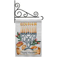 Ornament Collection Happy Hanukkah - Impressions Decorative Metal Fansy Wall Bracket Garden Flag Set GS192316-BO-03