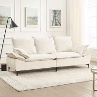 Latitude Run® 3-seater Velvet Sailboat Sofa Two Pillows For Small Spaces In Living Rooms