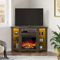 Brayden Studio Brayden Studio Fireplace Corner Tv Stand For 43" 50" 55" Inches, 47 Inch Tv Stand With Power Outlets And