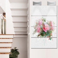 Made in Canada - Design Art 'Bunch of Pink Roses Watercolor' 4 Piece Graphic Art on Metal Set