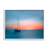 Stupell Industries Boat on Sunset Horizon Framed Giclee Art by Renel Peters