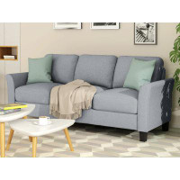 Winston Porter 3-Seat Sofa Living Room Linen Fabric Sofa