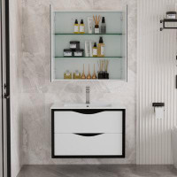 Ebern Designs Bathroom Vnaity with Top Sink Drawers with LED Light