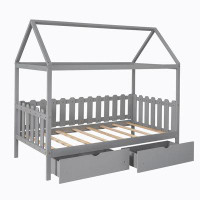 Harper Orchard House Bed with drawers, Fence-shaped Guardrail