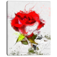 Design Art 'Hand-drawn Watercolor Rose Flower' Painting Print on Wrapped Canvas