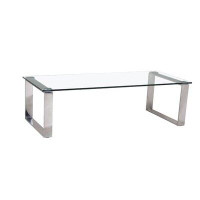 Wrought Studio 12Mm Tempered Glass Top With Chrome Legs Console Coffee Table
