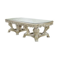 A&J Homes Studio Double Pedestal Dining Table With Glass Top