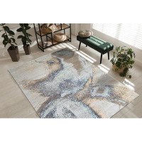 17 Stories Diletta Abstract Hand-Knotted Wool GREY SILVER Area Rug