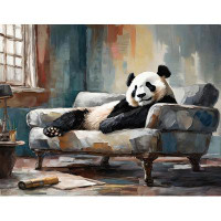 Trinx Panda-Couch-Giclee on Gallery Wrapped Canvas by Steven Chambers