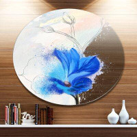 Made in Canada - Design Art 'Beautiful Blue Flower Watercolor' Oil Painting Print on Metal