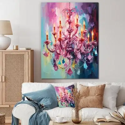 This beautiful Pink Baroque Luminary Chandelier Brilliance I Wall art is printed on premium quality...