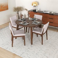 Corrigan Studio Virginia Modern Solid Wood Round Dining Table And Chair Dining Room Furniture Set