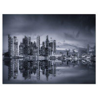 Made in Canada - Design Art Singapore Skyline and Marina Bay - Wrapped Canvas Photograph Print