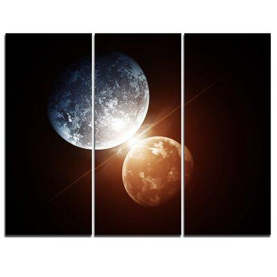 Made in Canada - Design Art Kiss Between Two Planets - 3 Piece Graphic Art on Wrapped Canvas Set in Arts & Collectibles