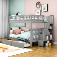 Harriet Bee Full Over Full 2 Drawer Standard Bunk Bed with Shelves by QYUF