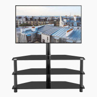 Ebern Designs Multi-function TV Stand Height Adjustable Bracket Swivel 3-Tier