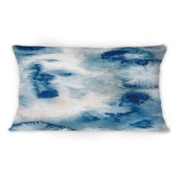 East Urban Home Watercolor Abstract Classic Blue II - Modern Printed Throw Pillow 1