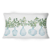 East Urban Home House Plants In Glass Vase, Eucalyptus Branches II - Traditional Printed Throw Pillow 1