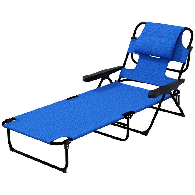 Sun Lounger 28.3" x 76.4" x 12.2" Blue in Patio & Garden Furniture - Image 2